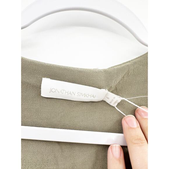 JONATHAN SIMKHAI Leilani Faux Wrap Green Stretch Mini Dress Size 6 NWT - Picture 6 of 6
